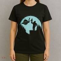 Bigfoot Holding A Cat Funny Alien Riding Ufo Sasquatch Cat T-Shirt thumb 4