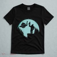 Bigfoot Holding A Cat Funny Alien Riding Ufo Sasquatch Cat T-Shirt thumb 5