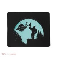Bigfoot Holding A Cat Funny Alien Riding Ufo Sasquatch Cat Mousepad thumb 0