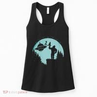Bigfoot Holding A Cat Funny Alien Riding Ufo Sasquatch Cat Women's Tank Top thumb 0