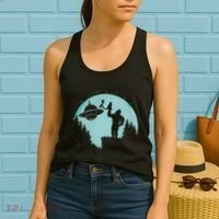 Bigfoot Holding A Cat Funny Alien Riding Ufo Sasquatch Cat Women's Tank Top thumb 2
