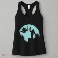 Bigfoot Holding A Cat Funny Alien Riding Ufo Sasquatch Cat Women's Tank Top thumb 3