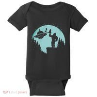 Bigfoot Holding A Cat Funny Alien Riding Ufo Sasquatch Cat Baby Bodysuit thumb 0