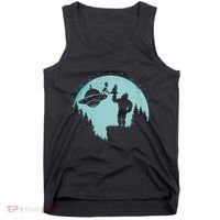 Bigfoot Holding A Cat Funny Alien Riding Ufo Sasquatch Cat Tank Top thumb 0