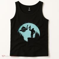 Bigfoot Holding A Cat Funny Alien Riding Ufo Sasquatch Cat Tank Top thumb 2