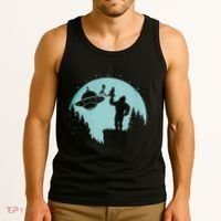Bigfoot Holding A Cat Funny Alien Riding Ufo Sasquatch Cat Tank Top thumb 3