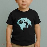 Bigfoot Holding A Cat Funny Alien Riding Ufo Sasquatch Cat Toddler T-Shirt thumb 2