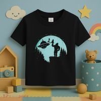 Bigfoot Holding A Cat Funny Alien Riding Ufo Sasquatch Cat Toddler T-Shirt thumb 3
