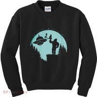 Bigfoot Holding A Cat Funny Alien Riding Ufo Sasquatch Cat Kids Sweatshirt thumb 0