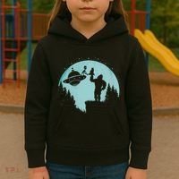 Bigfoot Holding A Cat Funny Alien Riding Ufo Sasquatch Cat Kids Hoodie thumb 3