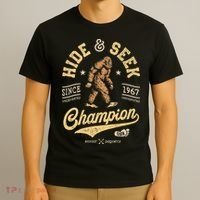 Bigfoot Hide And Seek Champion Funny Sasquatch Retro Vintage T-Shirt thumb 3