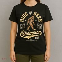 Bigfoot Hide And Seek Champion Funny Sasquatch Retro Vintage T-Shirt thumb 4