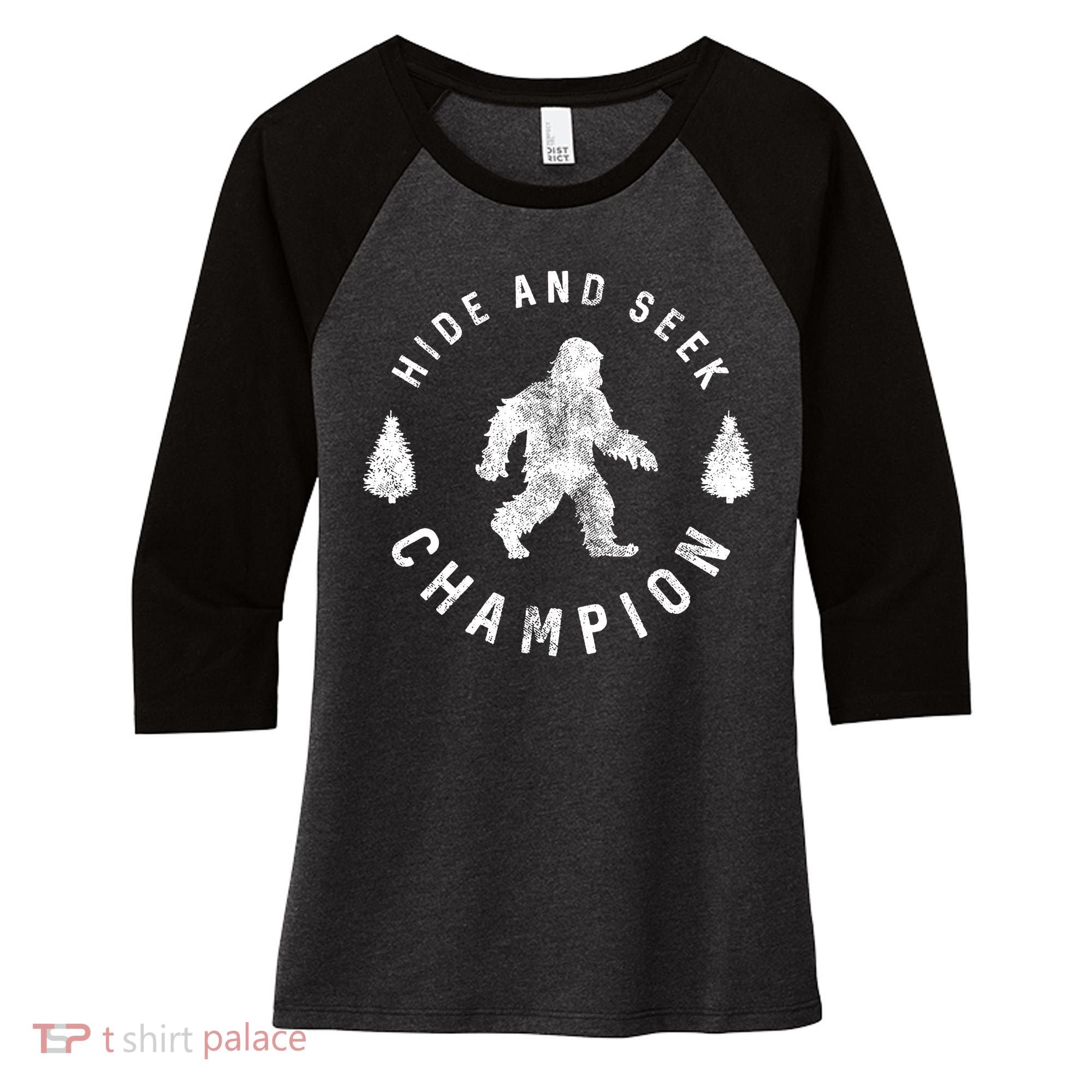 Bigfoot Hide And Seek Champion Women's Tri-Blend 3/4-Sleeve Raglan Shirt