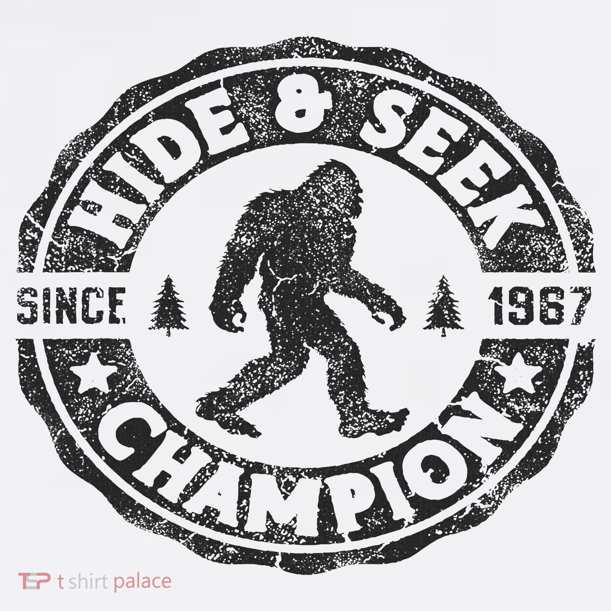Bigfoot Hide And Seek Champion Funny Sasquatch Retro Vintage T-Shirt