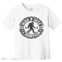 Bigfoot Hide And Seek Champion Funny Sasquatch Retro Vintage Toddler T-Shirt thumb 0