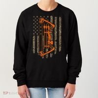 Bow Hunting American Flag Hunter Archery Tree Camouflage Women's Sweatshirt thumb 0