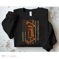 Bow Hunting American Flag Hunter Archery Tree Camouflage Sweatshirt thumb 2