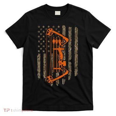 Bow Hunting American Flag Hunter Archery Tree Camouflage T-Shirt