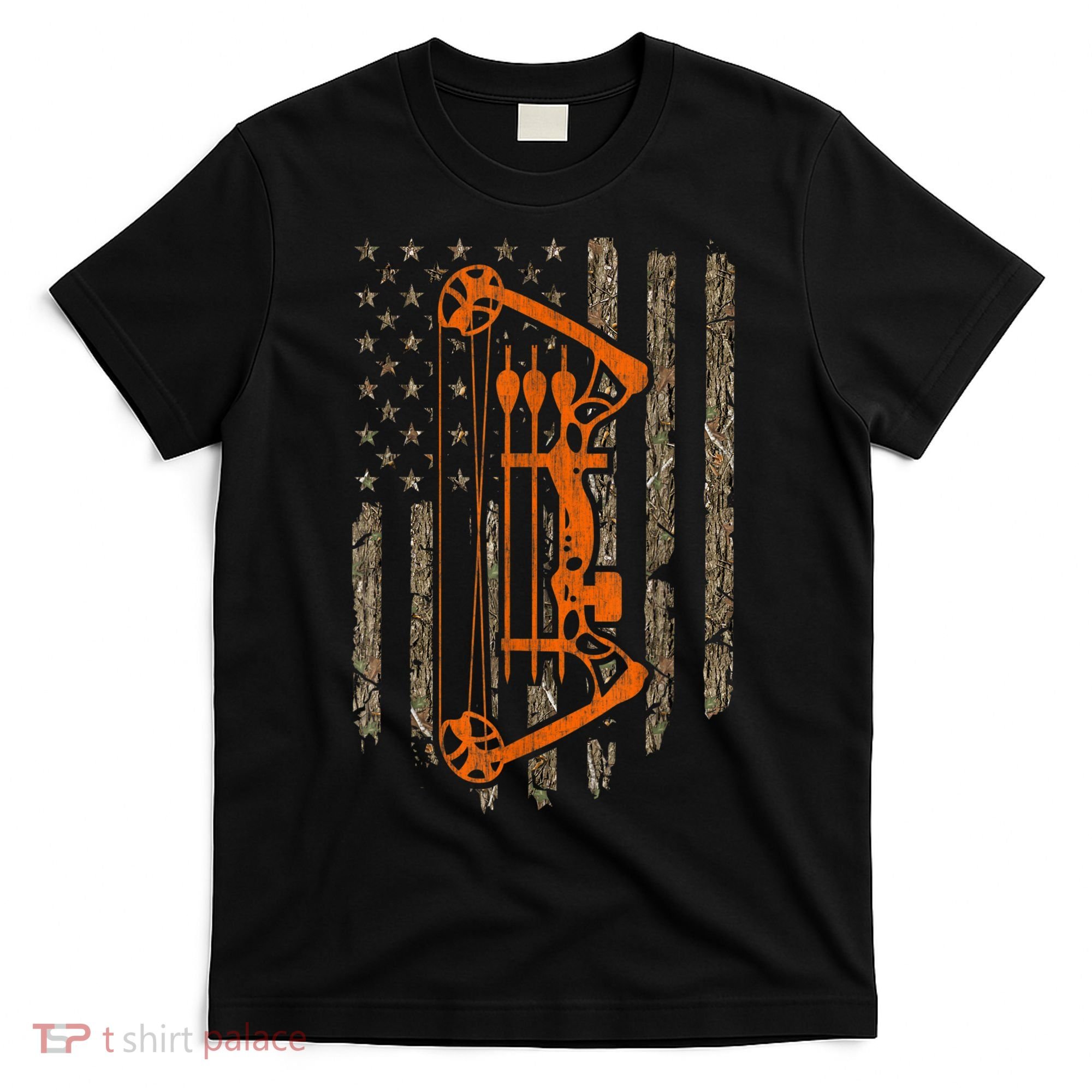 Bow Hunting American Flag Hunter Archery Tree Camouflage T-Shirt