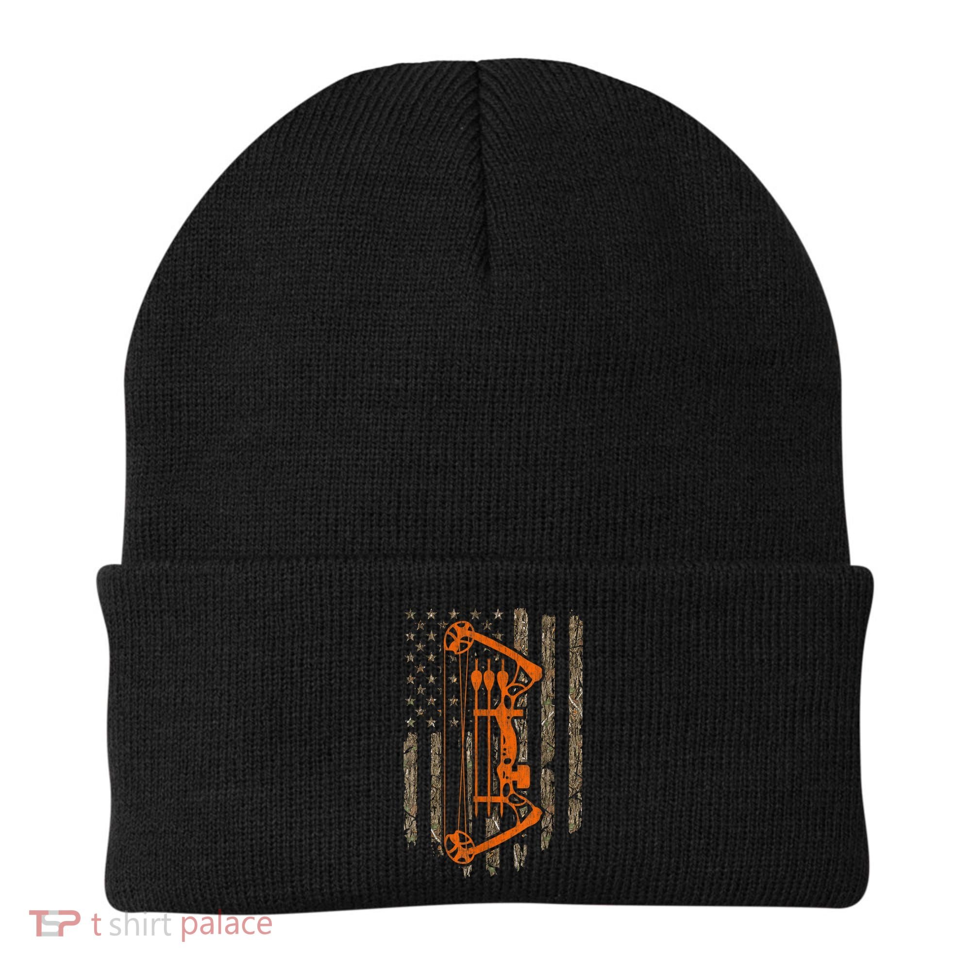 Bow Hunting American Flag Hunter Archery Tree Camouflage Beanie