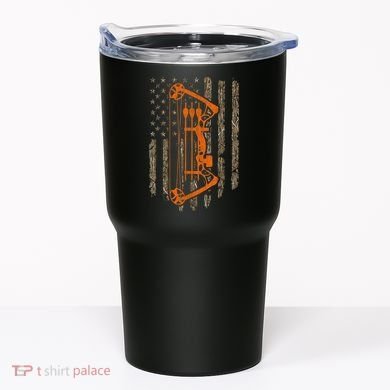 Bow Hunting American Flag Hunter Archery Tree Camouflage Tumbler