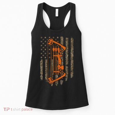 Bow Hunting American Flag Hunter Archery Tree Camouflage Women's Tank Top