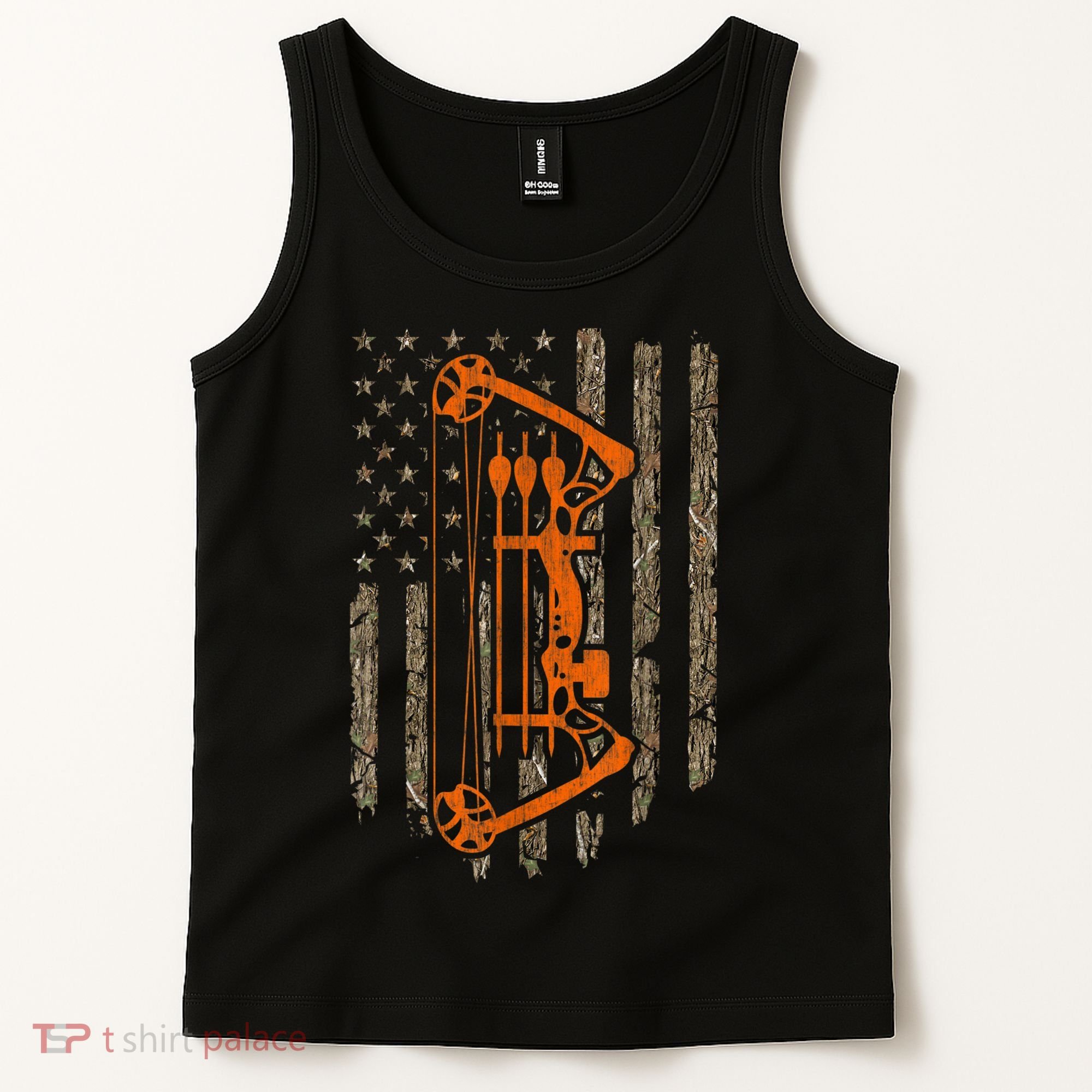 Bow Hunting American Flag Hunter Archery Tree Camouflage Tank Top