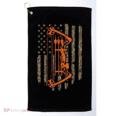 Bow Hunting American Flag Hunter Archery Tree Camouflage Golf Towel
