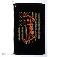 Bow Hunting American Flag Hunter Archery Tree Camouflage Golf Towel thumb 0