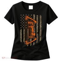 Bow Hunting American Flag Hunter Archery Tree Camouflage Women's T-Shirt thumb 0