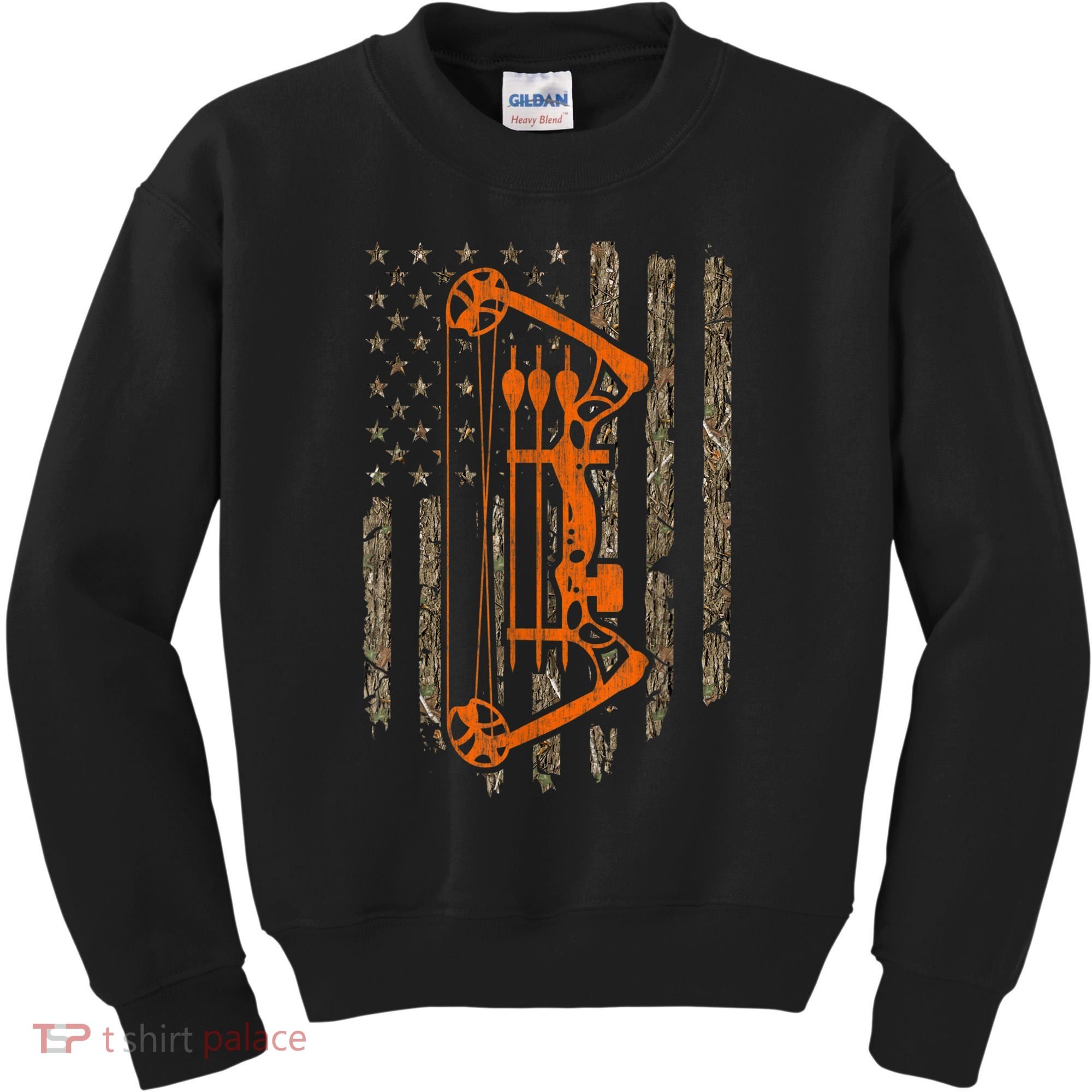 Bow Hunting American Flag Hunter Archery Tree Camouflage Kids Sweatshirt