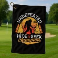 Bigfoot Hide and Seek Champion Sasquatch Golf Towel thumb 1