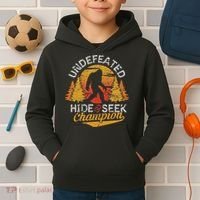 Bigfoot Hide and Seek Champion Sasquatch Kids Hoodie thumb 2