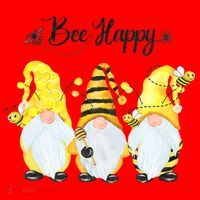 Bee Happy Bee Gnome Spring Santa Hat thumb 1