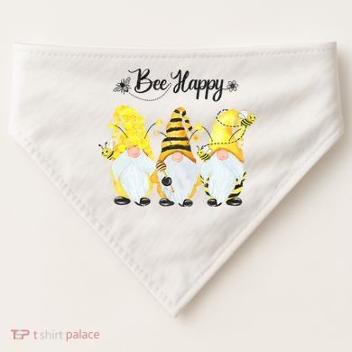 Bee Happy Bee Gnome Spring USA-Made Doggie Bandana