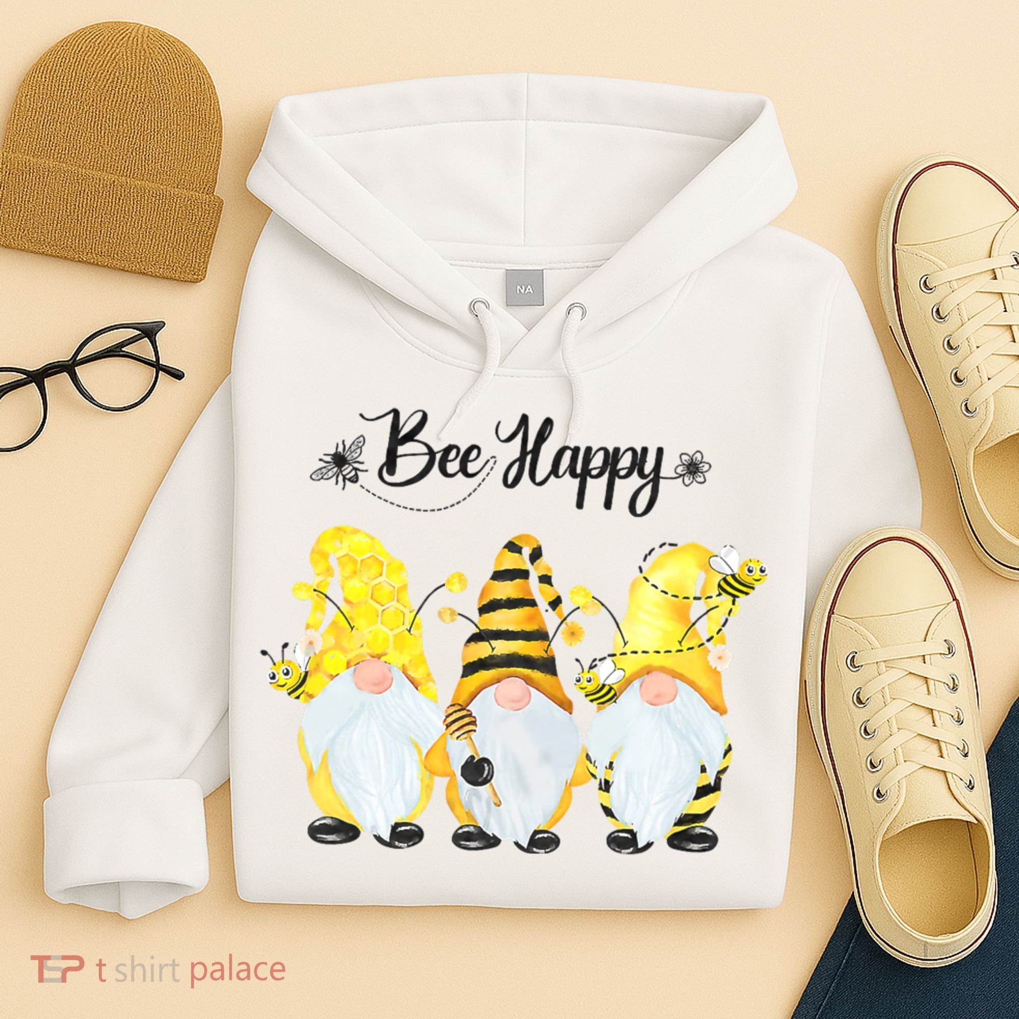Bee Happy Bee Gnome Spring Hoodie