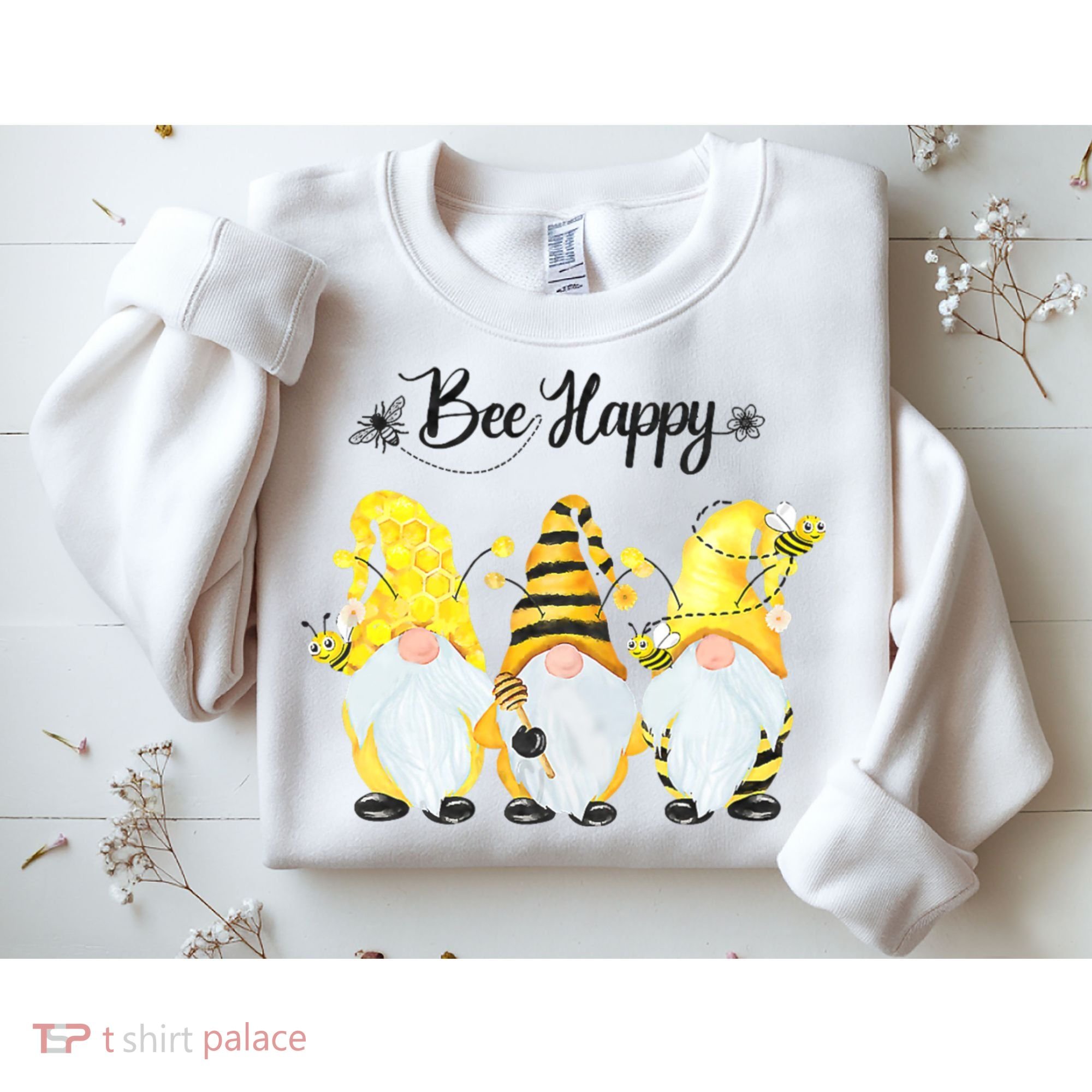 Bee Happy Bee Gnome Spring Sweatshirt