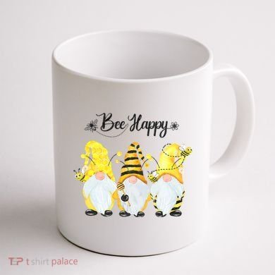 Bee Happy Bee Gnome Spring Coffee Mug back