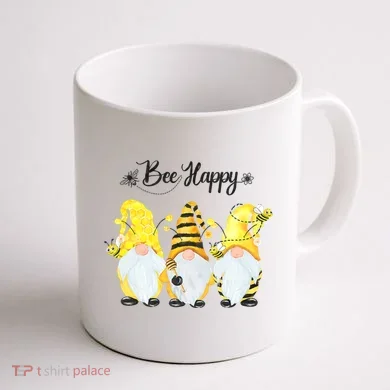 Bee Happy Bee Gnome Spring Coffee Mug back