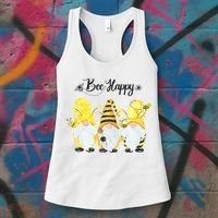 Bee Happy Bee Gnome Spring Women's Tank Top thumb 3