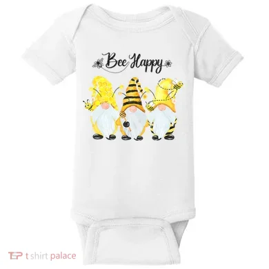 Bee Happy Bee Gnome Spring Baby Bodysuit
