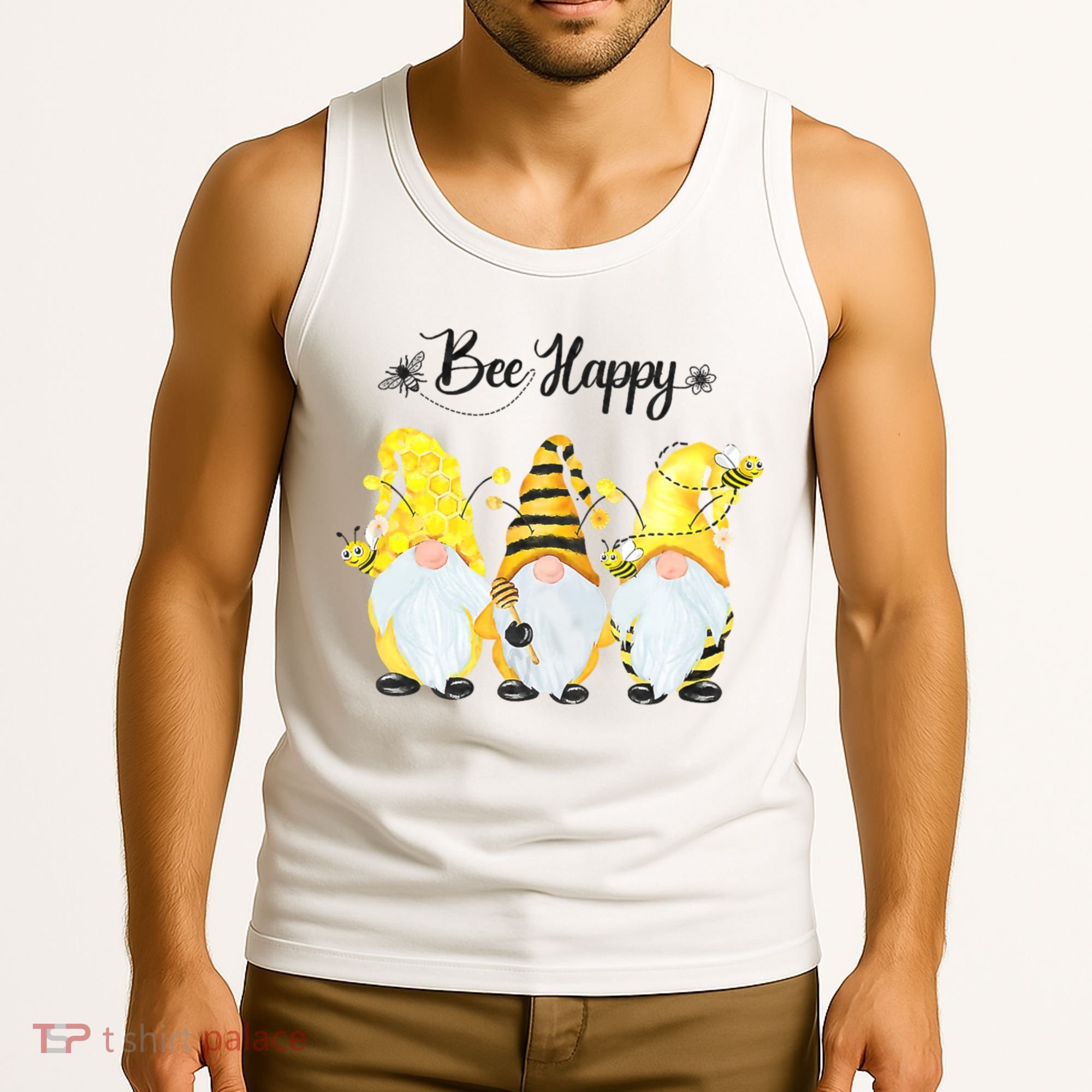 Bee Happy Bee Gnome Spring Tank Top