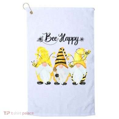 Bee Happy Bee Gnome Spring Golf Towel
