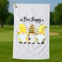 Bee Happy Bee Gnome Spring Golf Towel thumb 1