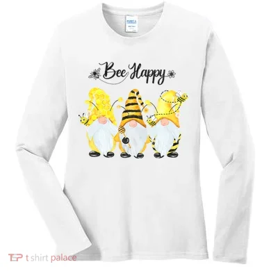 Bee Happy Bee Gnome Spring Women's Long Sleeve Shirt