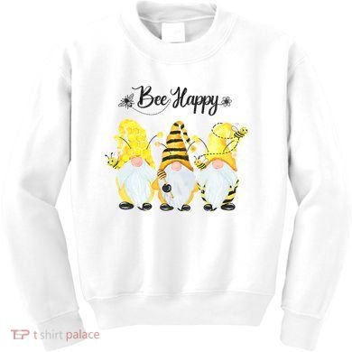 Bee Happy Bee Gnome Spring Kids Sweatshirt