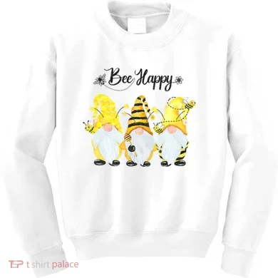 Bee Happy Bee Gnome Spring Kids Sweatshirt