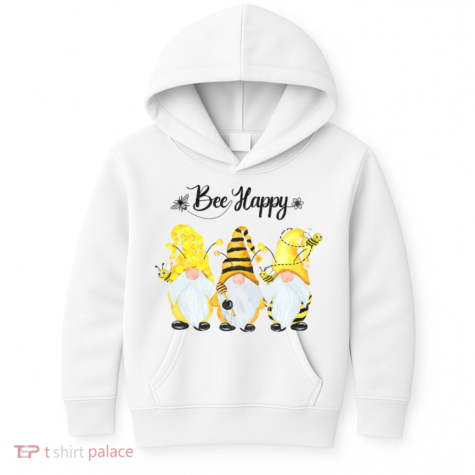 Bee Happy Bee Gnome Spring Kids Hoodie