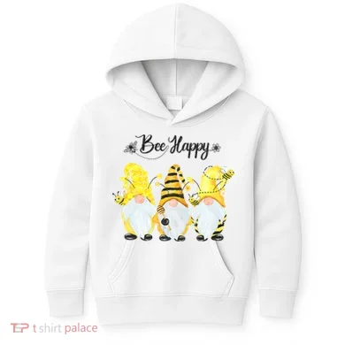 Bee Happy Bee Gnome Spring Kids Hoodie