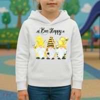 Bee Happy Bee Gnome Spring Kids Hoodie thumb 3